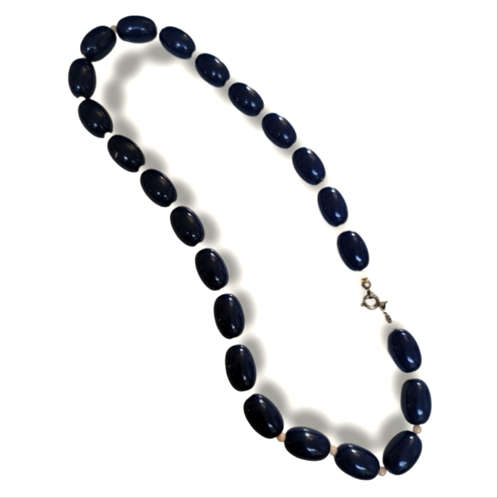 Navy Blue Bead Necklace